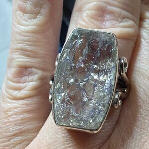 Herkimer Diamond: A double-terminated quartz crystal Silver Tone